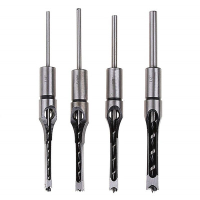 

4PCSSet Square Hole Drill Bit High Speed Steel Mortising Drilling Woodworking Tools Mortising Chisel Kit