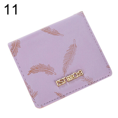 

Antler Feather Bifold Purse Card Cash Holder Women Faux Leather Short Wallet