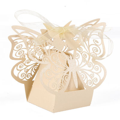 

10pcs Wedding Gift Boxes Bags Hollow Butterfly Candy Box For Baptism Birthday First Communion Christening Party Supplies