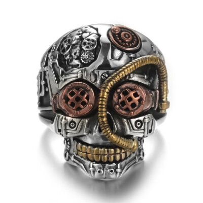 

Men&39S Fashion 925 Sterling Silver Ring Gothic Carving Skull Ring Personality Biker Male Jewelry