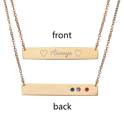

Engraved on Double Sides Blank Bar Pendant Necklace Rhinestone Custom Nameplate Date Encourage Word Letter Personalized Necklace