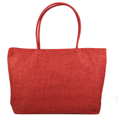 

Hot Ladies Straw Weaving Summer Beach Tote Bag Shopping Travelling Zippered Bag