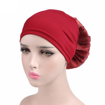 

2019 Fashion Women Head Wrap Headscarf Muslim Flower Elastic Hat Cover Free Size