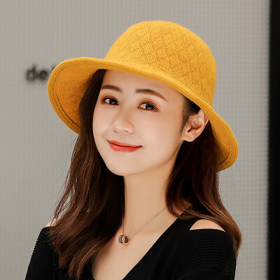 

Fall&Winter 2019 New Pure Rhombic Knitted Wool Cap Lady Outdoor Recreational Warming Pot Cap Fisherman Cap
