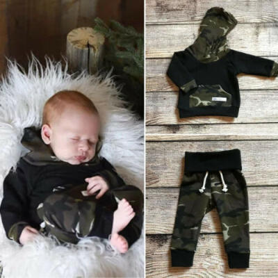 

Winter Kids Baby Boy Girl Outfit Clothes Hooded Long Sleeve Tops Pants 2PCS Set