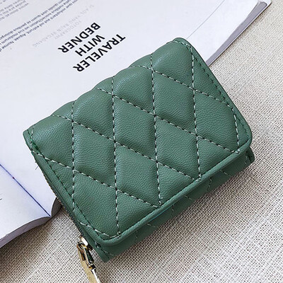 

2019 New Lingge Embroidered Line Wallet Womens Short Small Fresh Korean Multi-Card Folded Change Card Bag