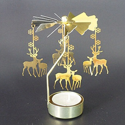 

Siaonvr Hot Spinning Rotary Metal Carousel Tea Light Candle Holder Stand Light Xmas Gift