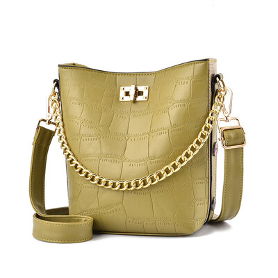 

Fashion spring&summer crocodile pattern bucket bag Korean version of the chain bag Messenger bag ins bag
