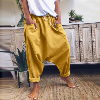 

The Fashion Womens Casual Pockets Solid Cotton-Blend Vintage Pants