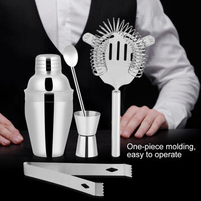 

Greensen 5pcs Set Stainless Steel Cocktail Shaker Mixer Drinking Tool Household Bar 250ml