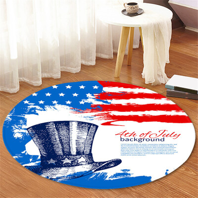 

Toponeto Independence Day Pattern Round Flannel Bathroom Kitchen Carpet 60cm
