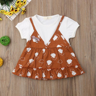 

Cute Princess Outfits Toddler Girl Short Sleeve Printing Dress Tutu Outfits