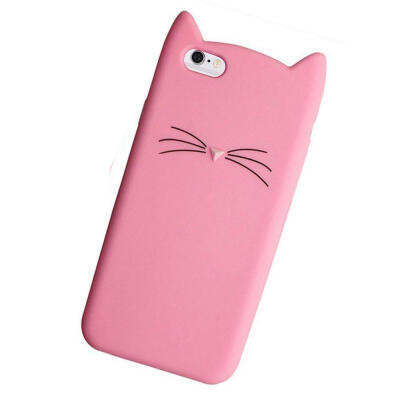 

3D Cute Cartoon Animal Beard Cat ears Phone Case For iPhone X 5 6 7 8 Plus Silicon Soft TPU Fundas Protective Shell Cover