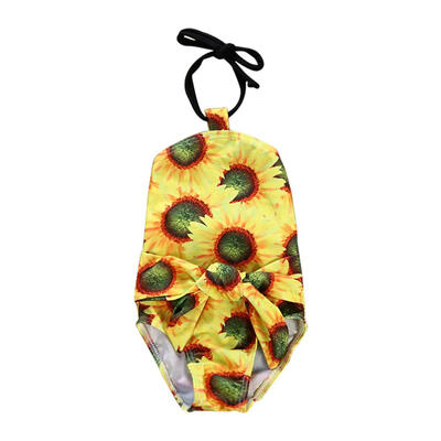 

Sleeveless Sunflower Print Sweet Girls Rompers Cute Swimsuit Baby Jumpsuit