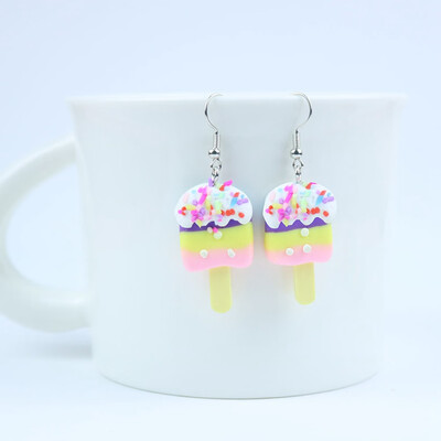 

Soft Ceramic Stick Ice Cream Stud Earrings Female Personality Earrings