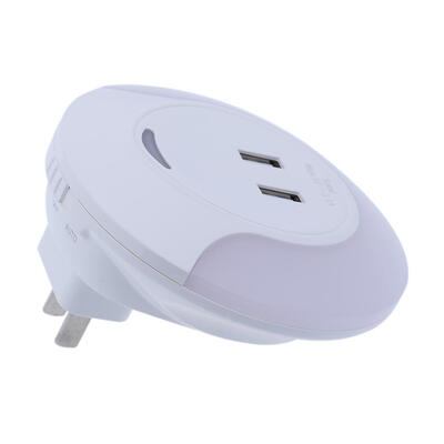 

Wall Plug Mount Light Sensor LED Light Bedroom Night Light with 2 USB Port