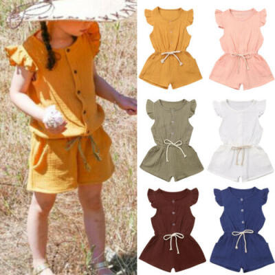 

US Summer Newborn Baby Girls Clothes Fly-Sleeve Romper Jumpsuit Overall Outfits