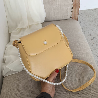 

Bag female Korean version of the versatile simple single back Messenger bag fashion large capacity pearl small square ba