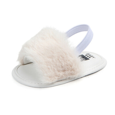 

Baby Infant Girls Soft Sole Shoes Plush Slide Sandal First Walkers Anti-slip Walking Shoes