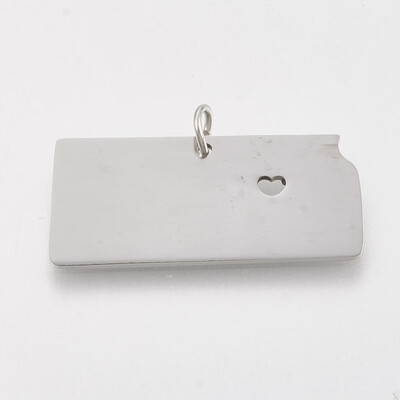 

202 Stainless Steel Pendants Map of Kansas Stainless Steel Color 14x30x1mm Hole 3mm