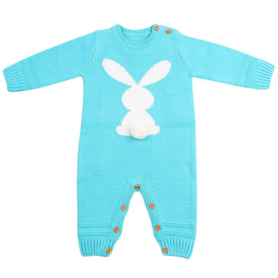 

Baby Rompers 3D Rabbit Knitted Toddler Boys Jumpsuits Long Sleeve Newborn Infant Bunny Onesie Outfits Button Cover Costume