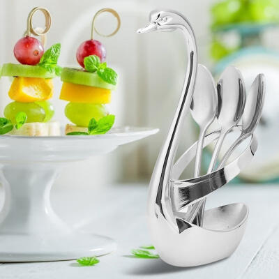 

Greensen 1 Set Silver Swan Fruit Fork Dessert Set Suits Luxurious Fruit Dessert Fork Cutlery Wedding Gif