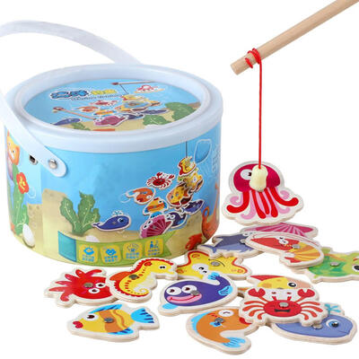 

Kids Wood Magnetic Fish Toys Set Fishing Game Children Baby Educational Toy