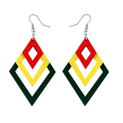 

Creative Multilayer Irregular Dangle Hook Retro Wood Women Earrings Jewelry Gift
