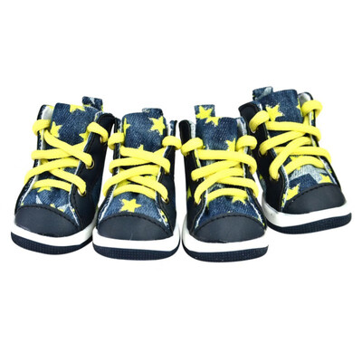 

4 PcsSets Dog Shoes Jean Puppy Winter Snow Boots Warm Waterproof Casual Dog Shoes Pet Slip-resistant Waterproof Shoes Teddy