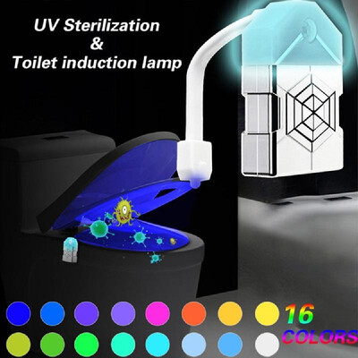 

16 Color Toilet Night Light Auto-Sensing Toilet LED Night Lamp Motion Activated Detection Lights for Toilet Bowl UV Sterilization