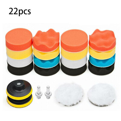

22 Pc Polishing Sponge Pad Wool Cushion Kit Car Auto Polisher Buffer Kit