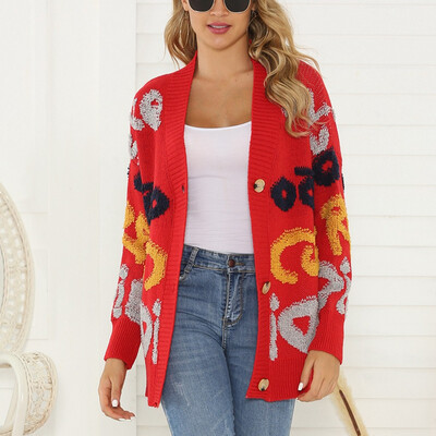 

〖Follure〗Women V-Neck Casual Button Long Sleeve Knitted Sweater Loose Cover Up Cardigan