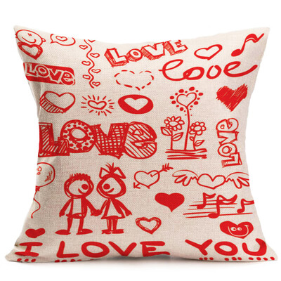 

Siaonvr Lovers Painting Linen Cushion Cover Throw Waist Pillow Case Sofa Home Decor A