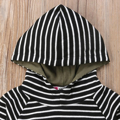 

Infant Toddler Newborn Baby Boy Striped Hooded Tops Pants Outfits Clothes Set