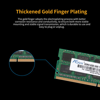 

ASint SO-DDR3-1600-2GB DDR3 1600MHz 135V Laptop Memory PC RAM 204Pin Low Power Consumption DRAM Chip 2GB