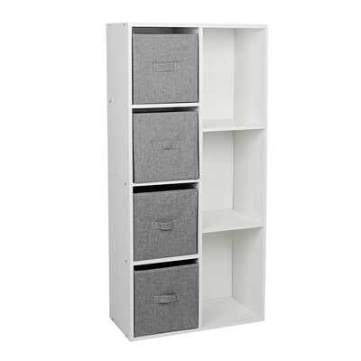 

Greensen Cube Bookcase Bookshelf with 7 Cubby Shelves 4 Bin Drawers for Home OfficeBookshelf Display Rack