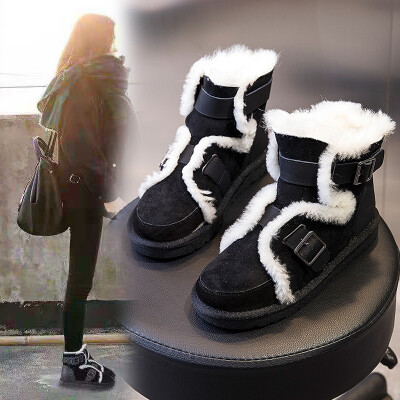 

European station winter new cotton shoes female England snow boots womens fur one in the tube