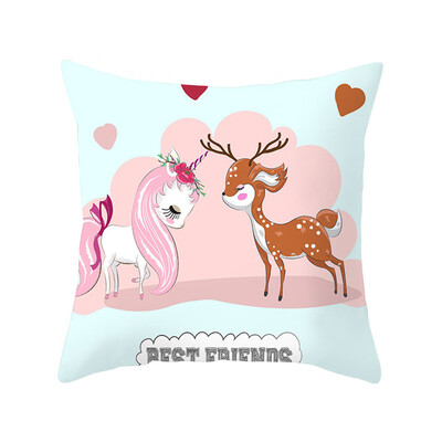 

Unicorn Pillow Case Mermaid Flamingo Sika Deer Penguin Elephant Cartoon Printed Pillow Cover