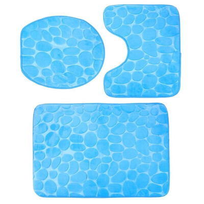 

3pcsSet Bathroom Mat Embossing Flannel Floor Cushion Toilet Seat Cover