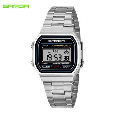 

SANDA 405 Ultra-thin 9mm Sport Watch Men Electronic LED Digital Wrist Watches Waterproof Clock Calendar Watch for Male