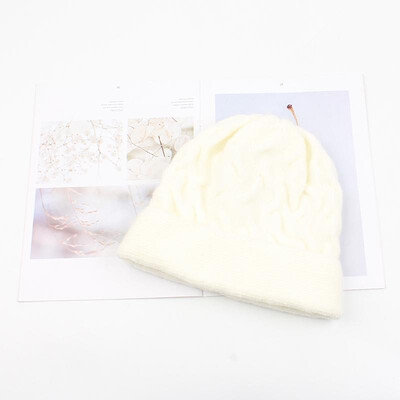 

Women Thick Twist Thread Knitted Bonnet Beanies Hat Candy Color Ribbed Autumn Winter Baggy Crochet Cap Warm Skullies Headwear