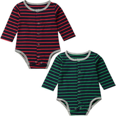 

US Newborn Baby Girl Boy Winter Clothes Striped Romper Bodysuit Jumpsuit Outfits