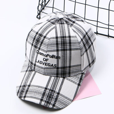 

South Korea Harajuku letters embroidered Plaid baseball cap casual England wild men&women Cap tide visor