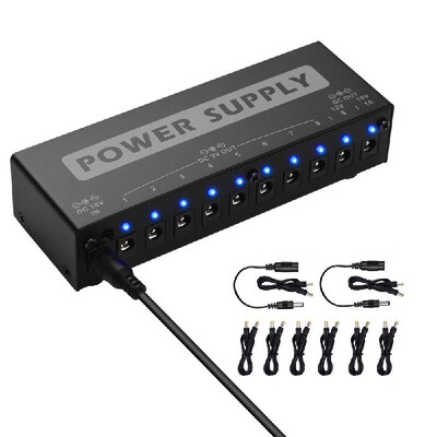 

Portable Guitar Effect Power Supply Station Distributor 10 Isolated DC Outputs for 9V 12V 18V Guitar Effects