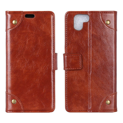 

MOONCASE Sharp Aquos R2 copper buckle nappa leather case - brown