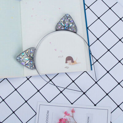 

Girls Kids Cat Ear Alice Band Headband Metal Rhinestone Hairband Costume Cosplay