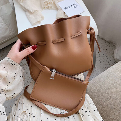 

Bag female new Korean version of the simple mini blessing bag bucket bag drawstring casual shoulder Messenger bag