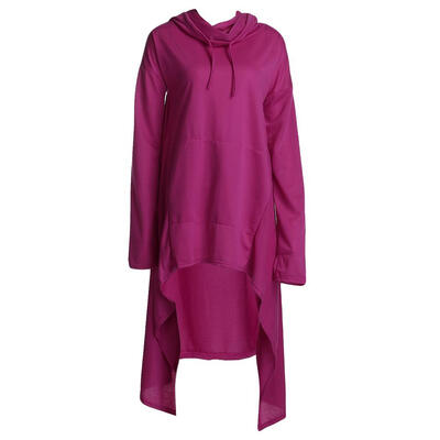 

European Women Drawstring Irregular Solid Sweatershirt Loose Hoodies