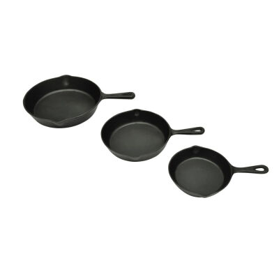 

Set of 3 BBQ Steak Pans Cast Iron