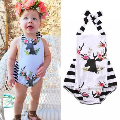 

Newborn Infant Baby Girls Floral Deer Bodysuit Romper Jumpsuit Outfits Clothes